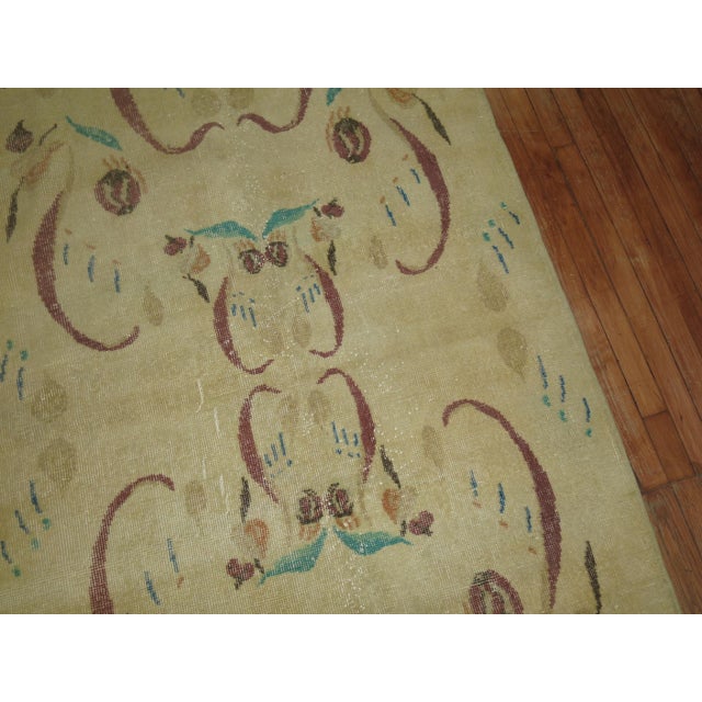 Art Deco Vintage Zabihi Collection Turkish Art Deco Rug - 3'11" x 7'3" For Sale - Image 3 of 5