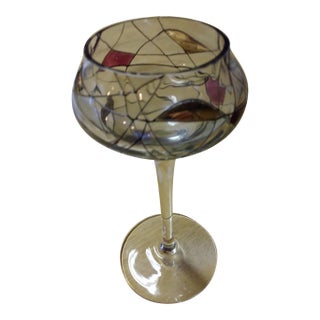 Antique Stained Glass Style Cocktail Glass For Sale