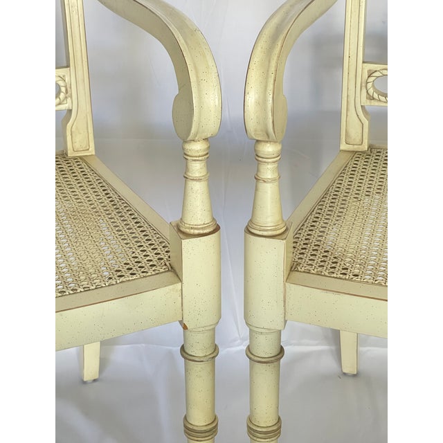Pair Hollywood Regency Style Cane Seat Chairs, Paw Feet, American For Sale - Image 12 of 17