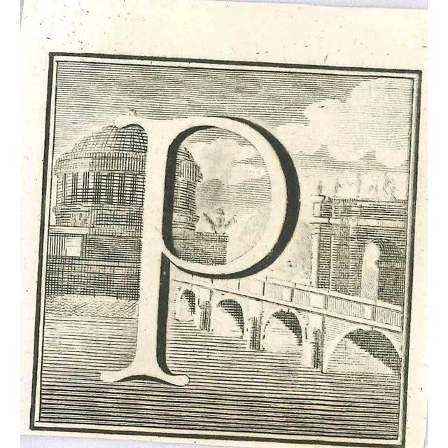 Letter of the alphabet p, from the series "antiquities of herculaneum", is an etching on paper realized by gaspare...