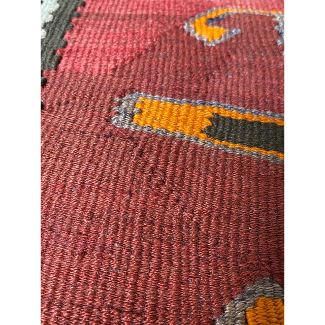 Textile Vintage Turkish Kilim Rug Pillow - 14.5x14.5" For Sale - Image 7 of 8