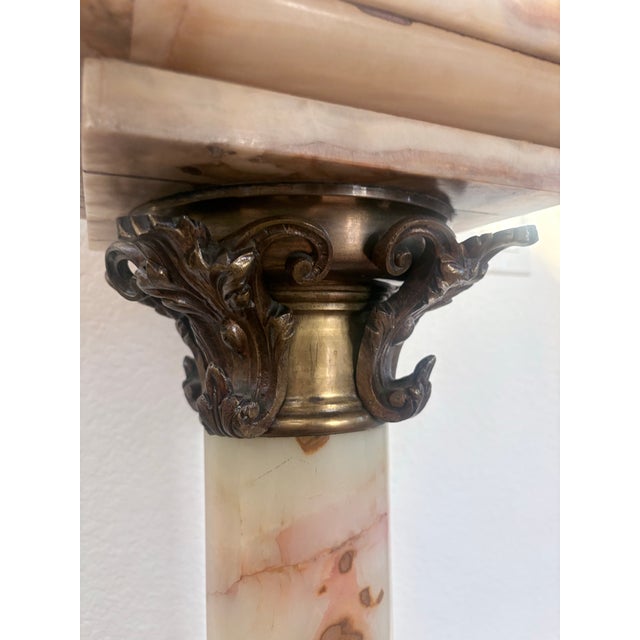 Late 19th Century Antique Neoclassical Onyx Pedestal With Ornate Acanthus Metal Mounts For Sale - Image 5 of 12