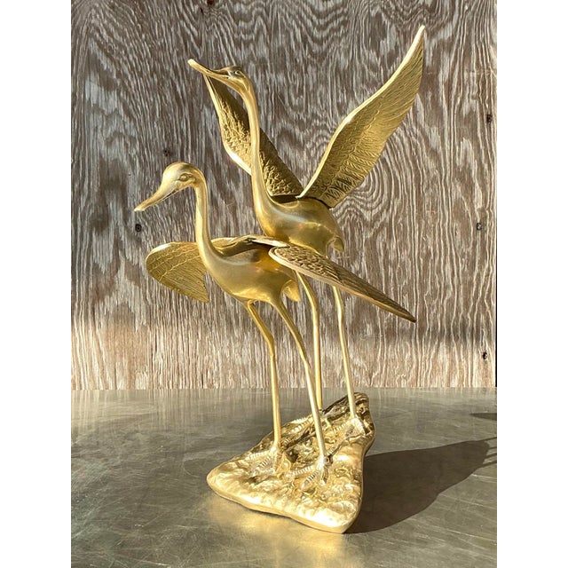 Brass Vintage Boho Brass Cranes For Sale - Image 8 of 10