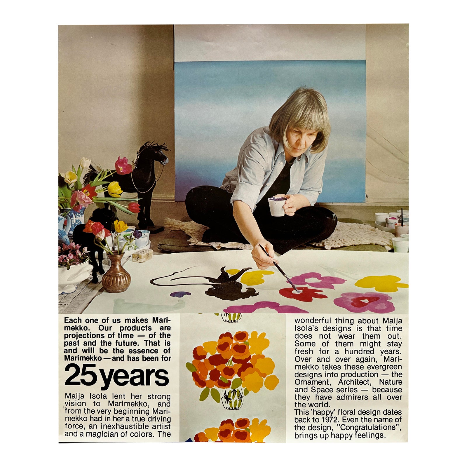 1970s 25th Anniversary Marimekko Poster With Maija Isola | Chairish