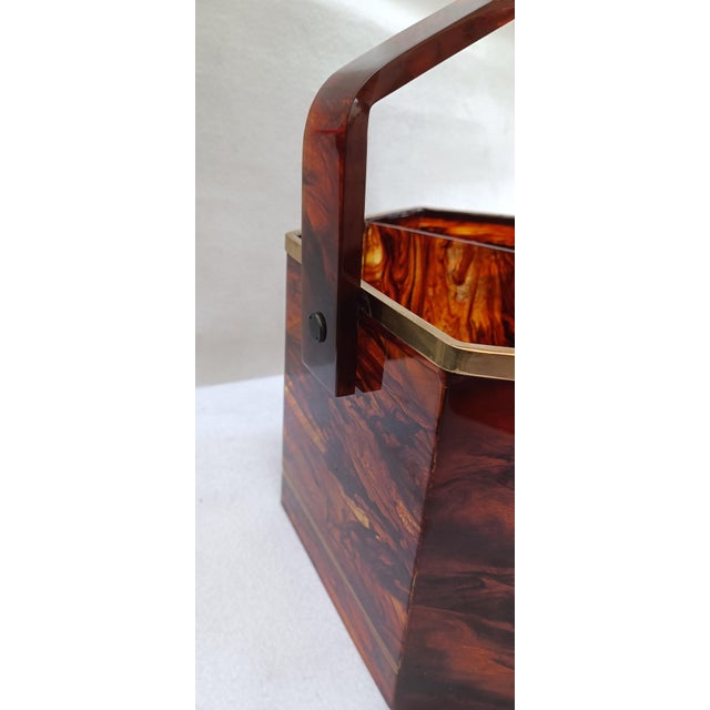 Large Hexagonal Acrylic Glass Container with Turtle Effect, Italy, 1970s For Sale - Image 17 of 18