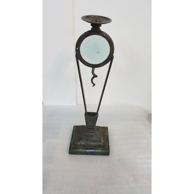 Metal Maitland Smith Metal and Glass Candle Holder For Sale - Image 7 of 10