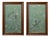 W18"* H36", Emerald Green Peacock Peony 2-Panel Chinoiserie Wallpaper Panels, No Frame, Tea Paper For Sale