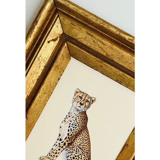 Original Hand-Painted Cheetah Painting in a Gilded Frame For Sale In Chicago - Image 6 of 9