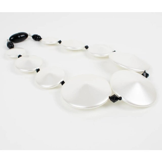 Angela Caputi Angela Caputi Pearlized White and Black Resin Necklace For Sale - Image 4 of 8