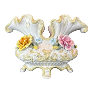 Vintage Large Capodimonte Hand Painted Flower Vase For Sale
