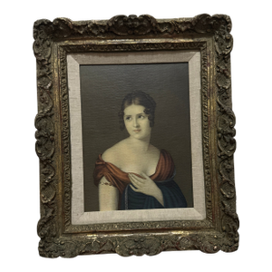 1960s "The Beautiful Greek": Marie Pauline Bonaparte Print on Board Framed Reproduction