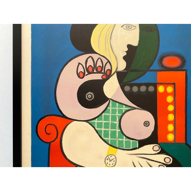 Pablo Picasso Vintage 1967 Mid Century Modern Mourlot Fine Art Lithograph Print Framed Cubist Exhibition Poster " Femme a La Montre " 1932 For Sale In Kansas City - Image 6 of 17