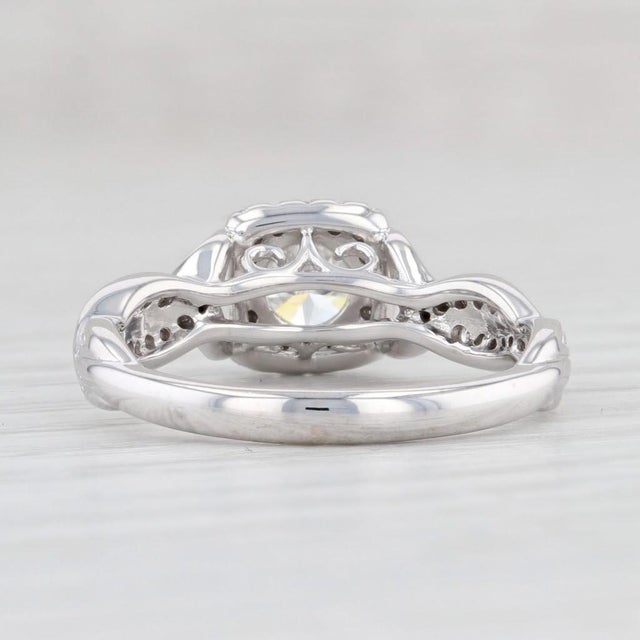 0.75ctw Round Diamond Halo Engagement Ring 14k White Gold Size 6.5 For Sale - Image 4 of 8