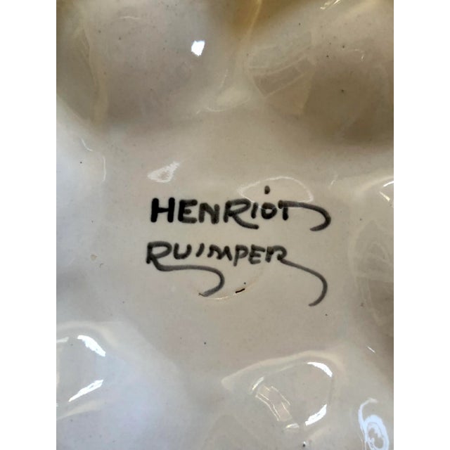 1930s Quimper Brittany Faience Majolica French Oyster Plate For Sale - Image 5 of 6