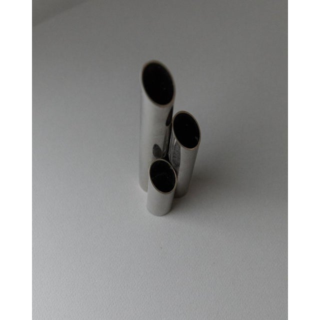 Vintage Candleholder for 3 Candles in Stainless Steel, Italy For Sale - Image 5 of 11