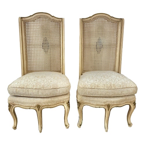 Vintage French Louis XV Five-Leg Slipper Chairs- a Pair