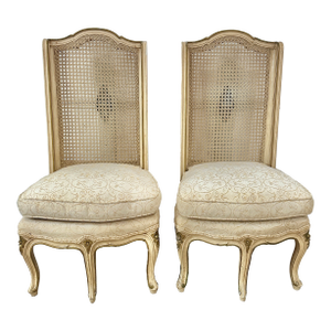 Vintage French Louis XV Five-Leg Slipper Chairs- a Pair
