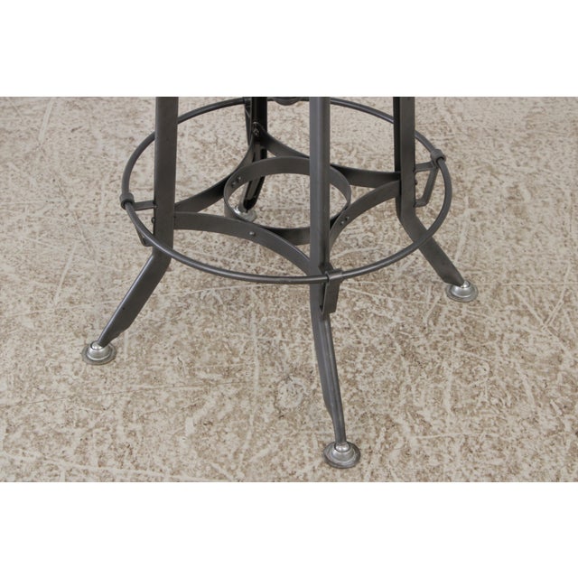 1990s Set of 6 Restoration Hardware Adjustable Toledo Leather Seat Stools For Sale - Image 5 of 15