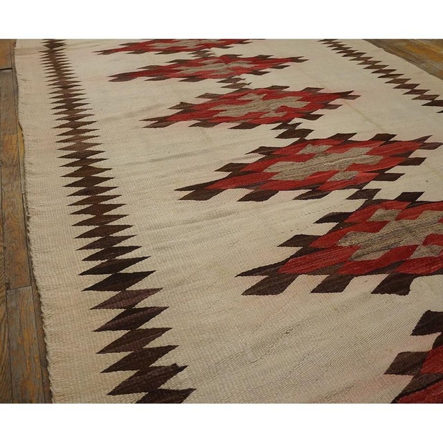 Beige 1930s Rustic Beige Field Geometric Antique American Navajo Flatweave Wool Rug For Sale - Image 8 of 10