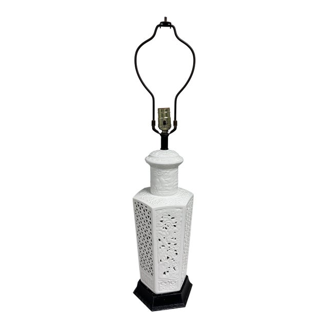 Vintage Blanc De Chine Hexagonal Lamp For Sale