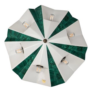 UFO Wall Lamp in Green Malachite Ceramic from Pan Leuchten, 1970s For Sale