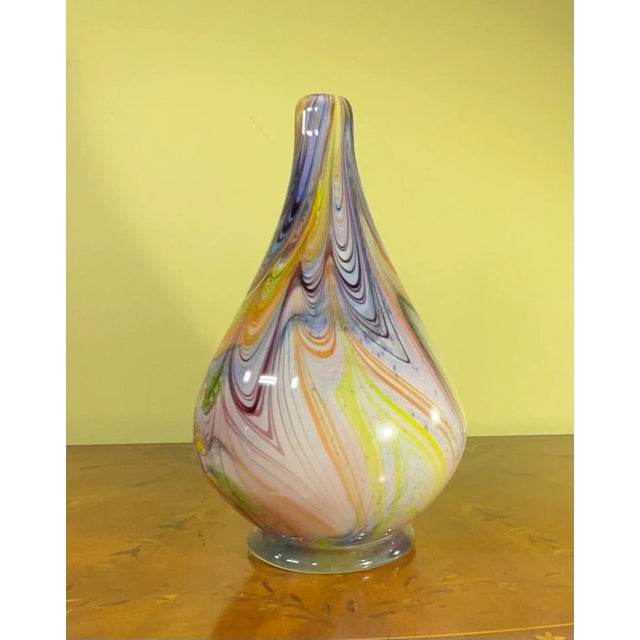 Swirly Multicolored Studio Murano Glass Vase. For Sale In Miami - Image 6 of 13