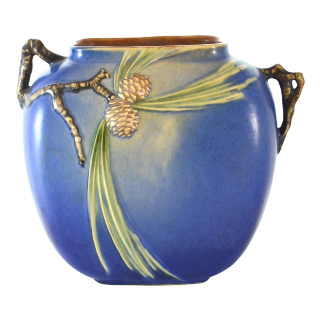 1930s Blue Roseville Pine Cone Vase Chairish