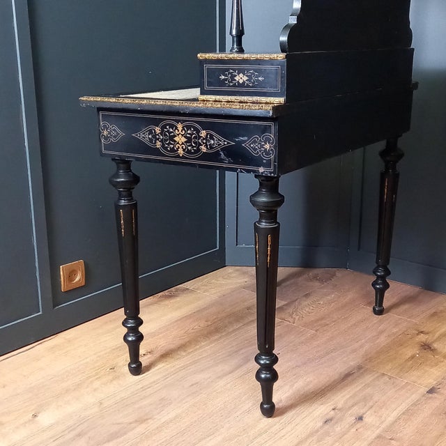 Ebonized Wooden Bonheur Du Jour Writing Desk For Sale - Image 6 of 18