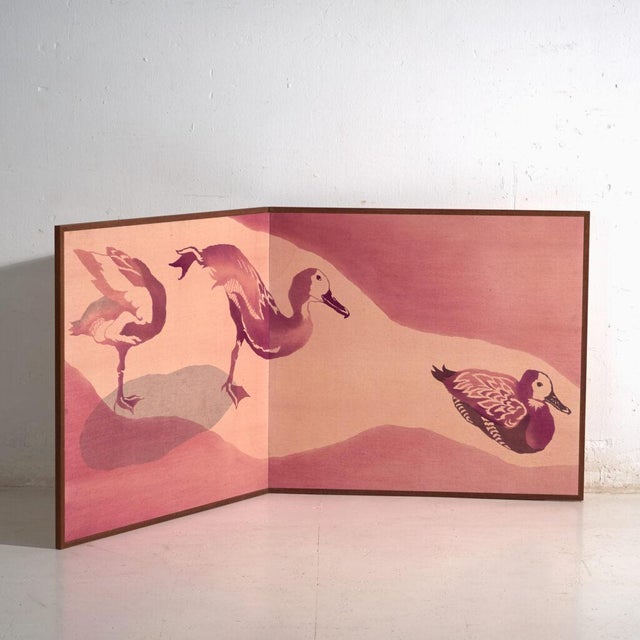 Japanese Two-Panel Screen in Dyed Textile, Japan, 1985 For Sale - Image 11 of 11