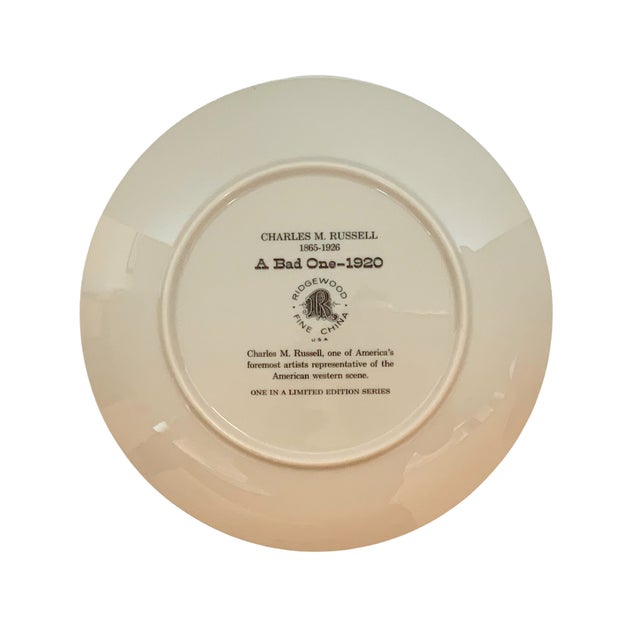 Charles M. Russell “Bad One, 1920” Decorative Western Art Plate For Sale - Image 4 of 4