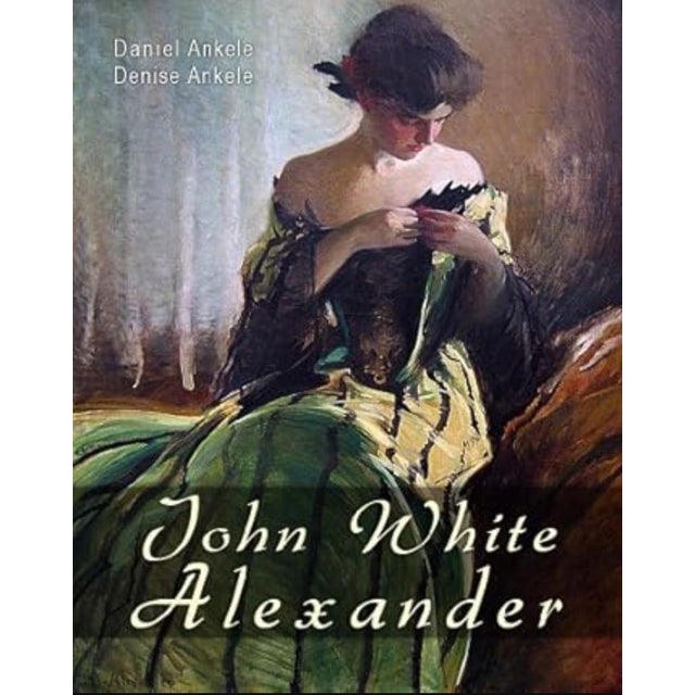 Textile Oil Portrait of Woman in Green and Black, After John White Alexander For Sale - Image 7 of 7