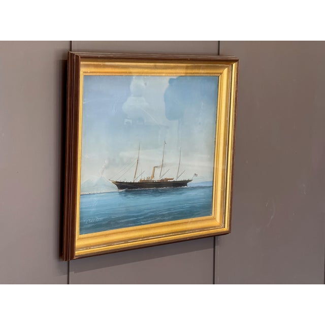 Late 19th Century Painting of a 19th C. Yacht in the Bay of Naples For Sale - Image 5 of 7