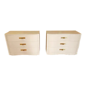 Pair of Lorin Jackson for Grosfeld House Hollywood Regency Modern White Dressers