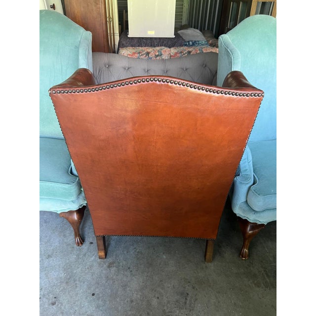 2000 - 2009 Classic Saddle Leather Wingback Chair For Sale - Image 5 of 6
