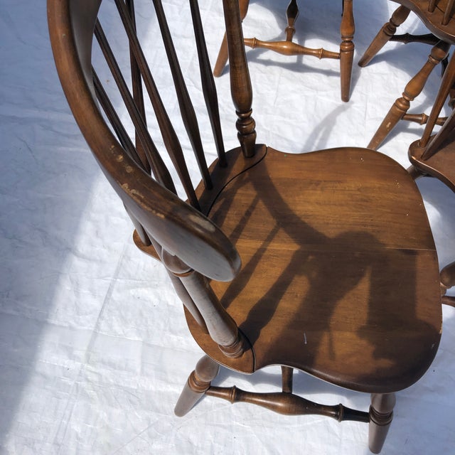 Vintage Kling Colonial Maple Braced SpindleBack Dining Chairs (4