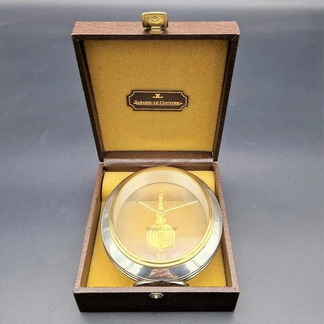 Mid-Century Modern Mid-Century Skeleton Bicolor Table Clock by Jaeger-Lecoultre, 1970s For Sale - Image 3 of 7