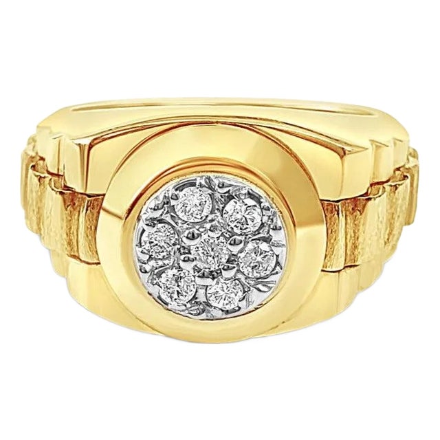 Presdiential Style Diamond Ring .38cttw 14k Yellow Gold, Size 6 For Sale