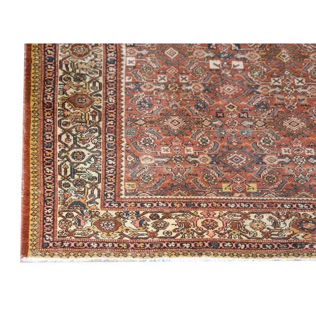 Burnt Orange Early 20th Century Vintage Mahal Rug For Sale - Image 8 of 11