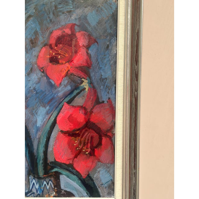 Bertil Wahlberg, Red Flowers, 1950s, Oil on Canvas, Framed For Sale - Image 13 of 18