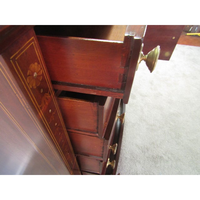 1930's Mahogany Inlay Marble Top Chest of Drawers For Sale - Image 9 of 10