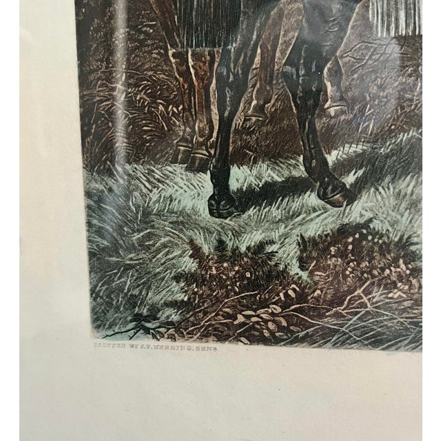 Cream Framed English Lithograph of a Hunting Scene For Sale - Image 8 of 11