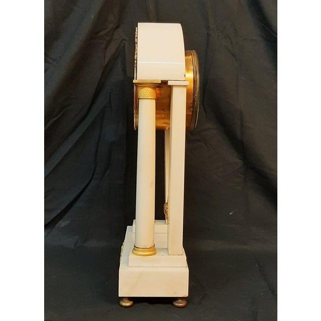 Portico Pendulum Clock in White Marble, France For Sale - Image 6 of 9
