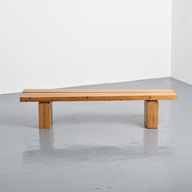 Pine Bench in the La Rive Residence Arc 1600, France, 1970 For Sale - Image 4 of 13