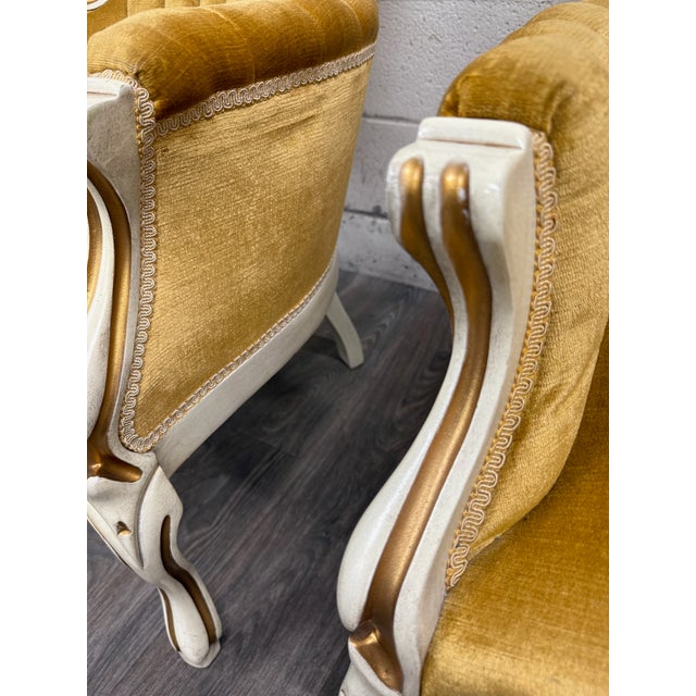 Wood Vintage Pelham Shell & Leckie Hollywood Regency Bergere Lounge Chairs - Pair For Sale - Image 7 of 18
