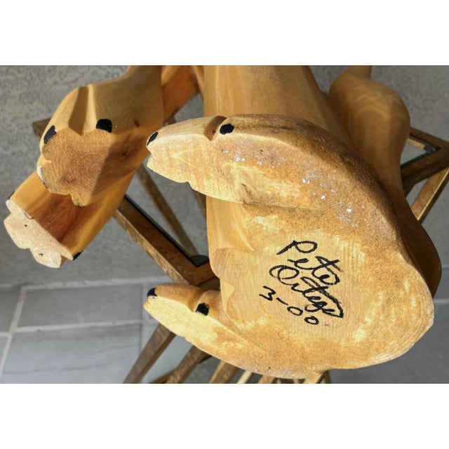 Circa 2000 Whimsical Hand Carved Folk Art Coyote by Santa Fe Artist Pete Ortega For Sale - Image 11 of 16