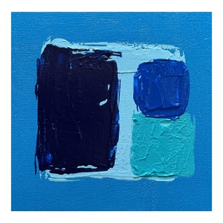 "4 Blues on Blue" Little Colorfield Painting on Stretched Canvas by Stephen Stilgenbauer For Sale