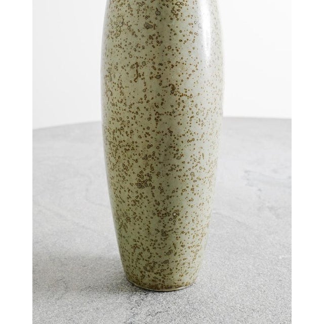 Mid-Century Swedish Green Spreckled Stoneware Ceramic Vase from Hans Hedberg, Biot, France, 1950s For Sale - Image 4 of 5