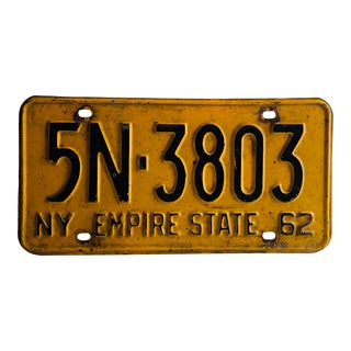 1962 New York License Plate For Sale