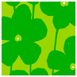 Fabulous Flowers in Green No. 2 Art Print 36" X 36" by Liz Roache For Sale