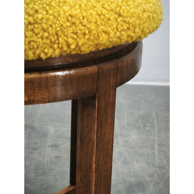 Art Deco Beechwood Stool with Bouclé Upholstery, Czech, 1930s For Sale - Image 6 of 9